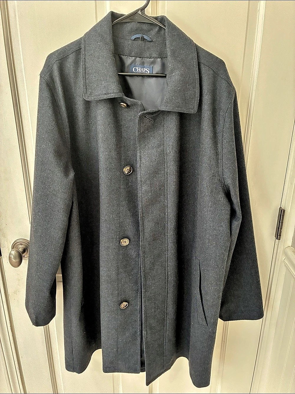 Chaps Men's Gray Herringbone Coat Like New